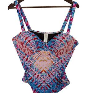 Meet Curve Swimsuit Blue/Pink One Piece 2XL - NWT
